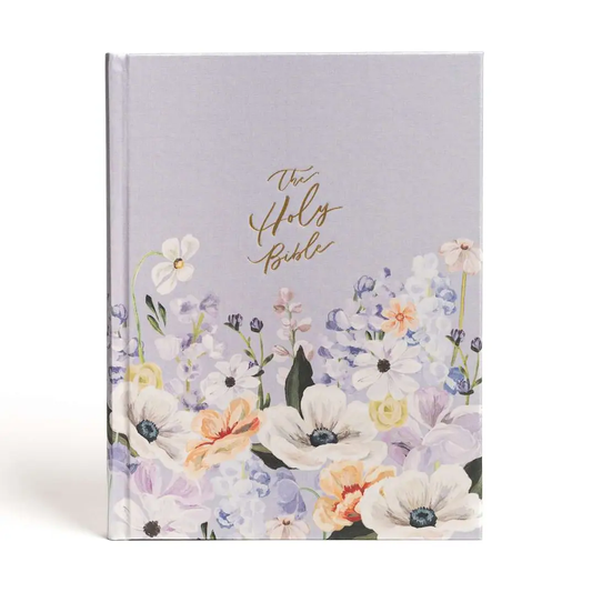CSB Notetaking Bible Large Print- Purple w/ Flowers