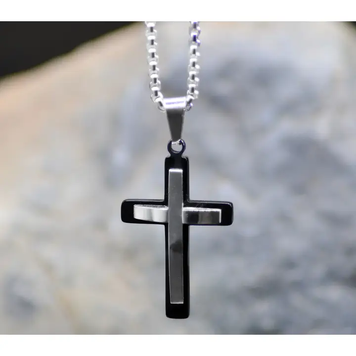 Eden Merry Cross Necklace - Silver or Black