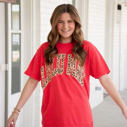 Lulu Mac Leopard Comfort Color Tee in Paprika