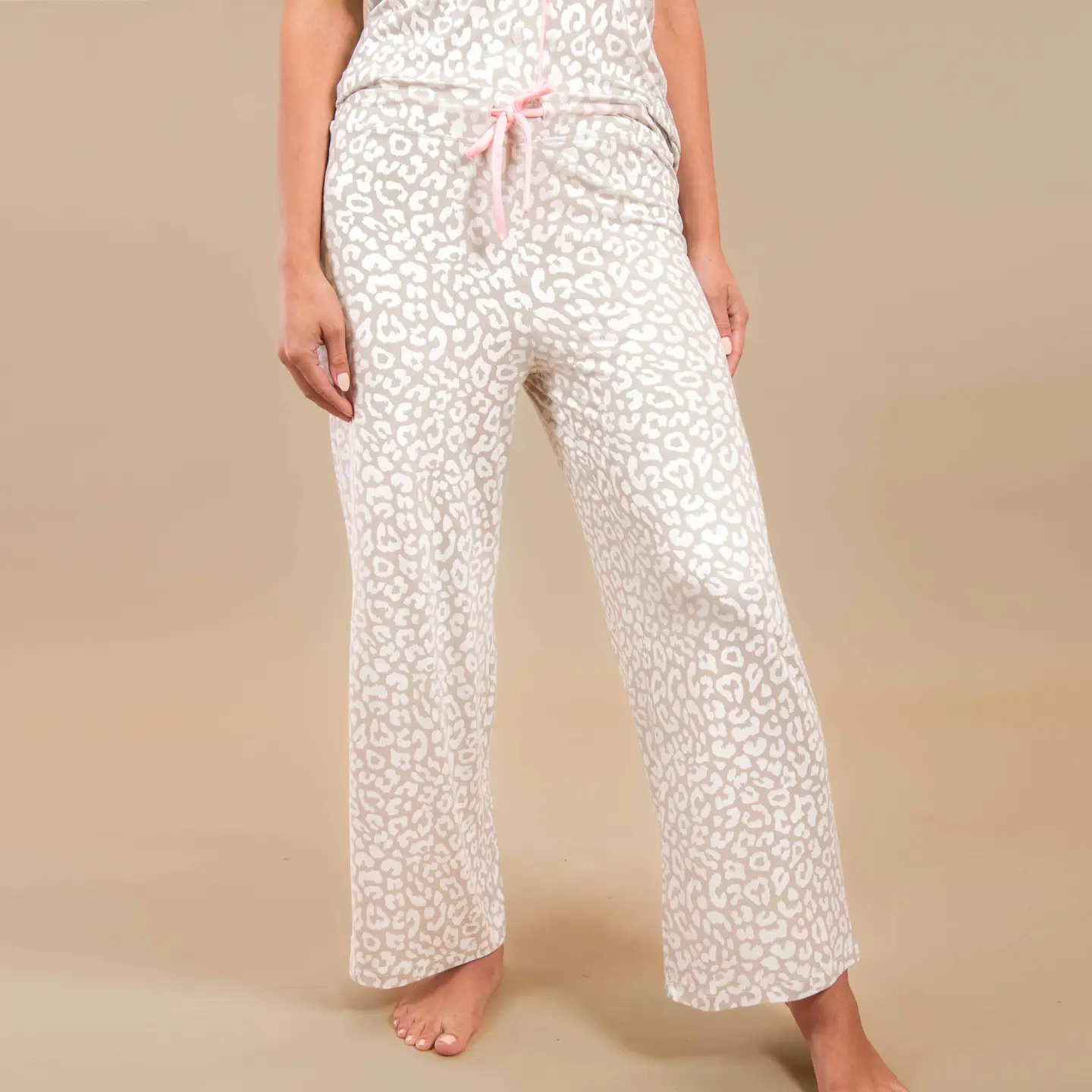 Taupe Leopard Pajama Pants | Beige Animal Pj Bottoms