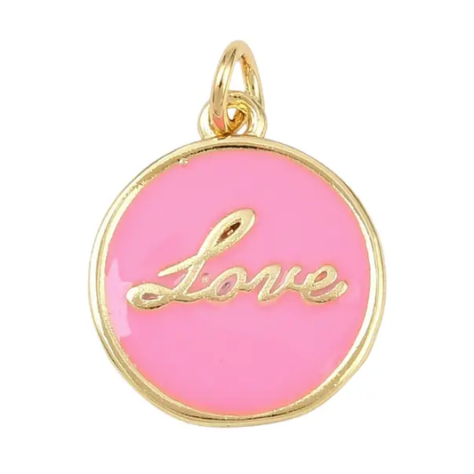 Gold Sweet "Love" Pink Charm