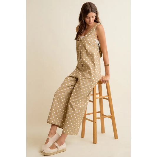 Button Front Polka Dot Overalls