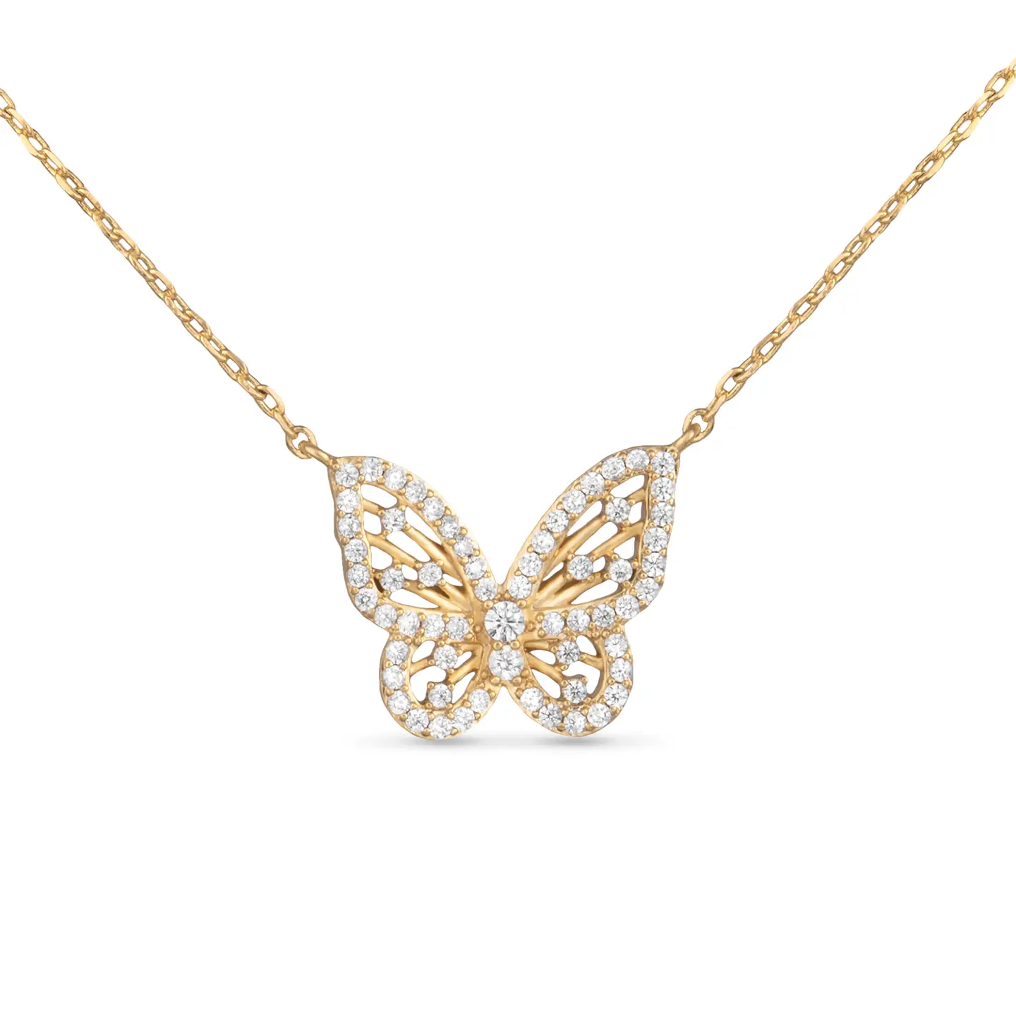 Delicate Cz Butterfly Necklace - Gold