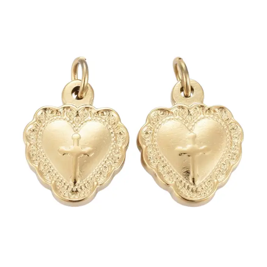 Gold Vintage "Cross My Heart" Charm