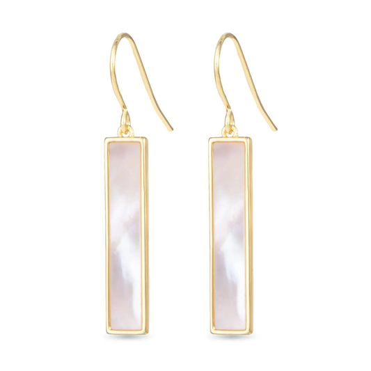 Mop Bar Drop Earrings - Gold