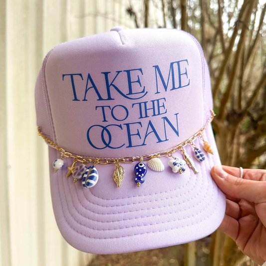 Take Me To the Ocean with Charm Chain Lavender Trucker