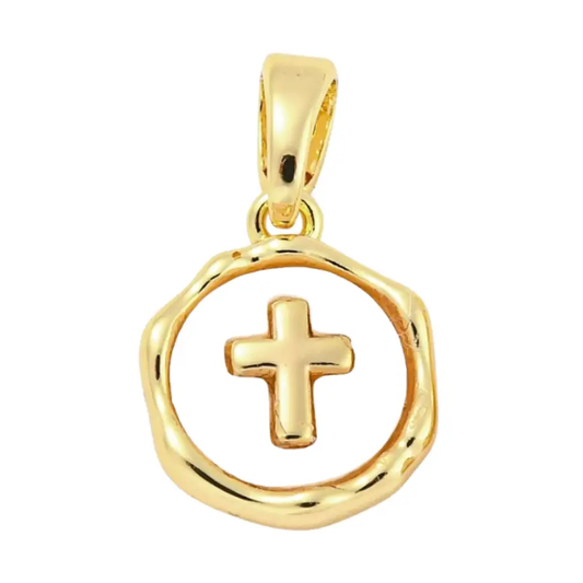 Gold Shell Cross Charm