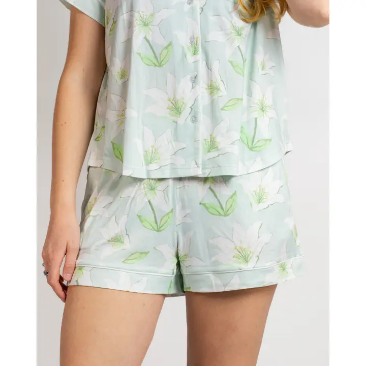 Peace Lily Short Sleeve Pajama Set