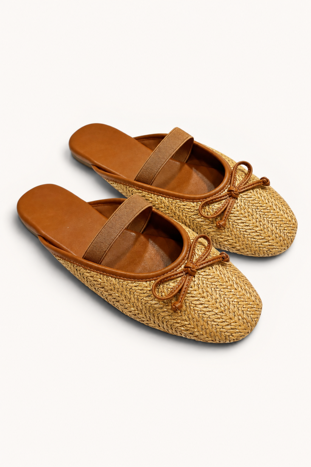 Ballet Flat Mules with Bow and Elastic Band Detail (2 Color Options)