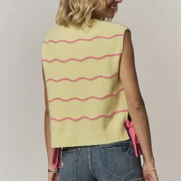 Side-Tie Wavy Stripe Sleeveless Knit Top