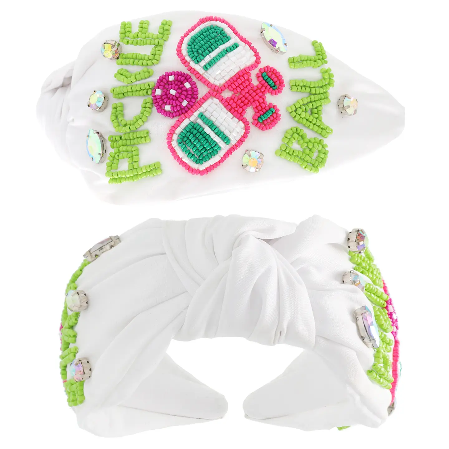 Pickle Baller Top Knotted Beaded Headband