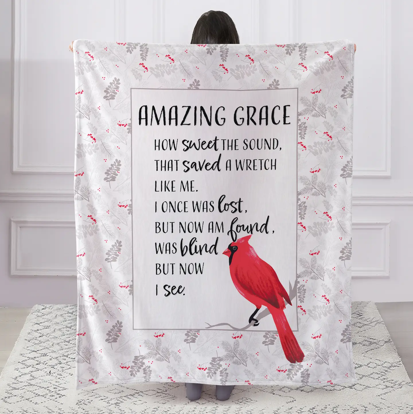 Cardinals Amazing Grace Fur Plush Throw Blanket