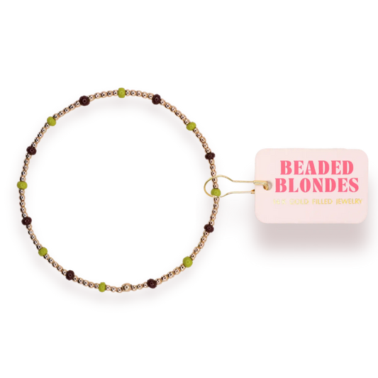 Beaded Blondes Penelope Bracelet in Dark Brown and Olive Green