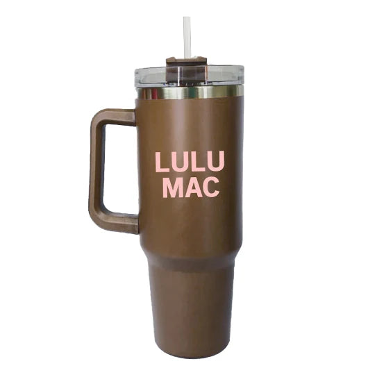Lulu Mac Morgan Tumbler - Brown With Light Pink Logo