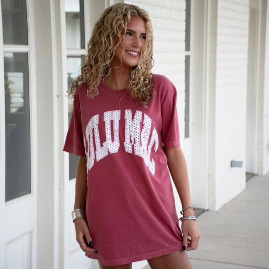Lulu Mac Polka Dot Crimson Comfort Colors Tee