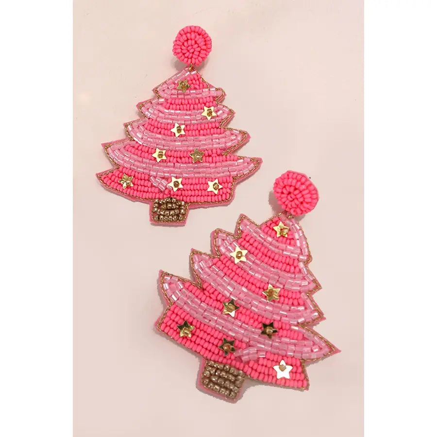 Seedbead Christmas Tree Earrings