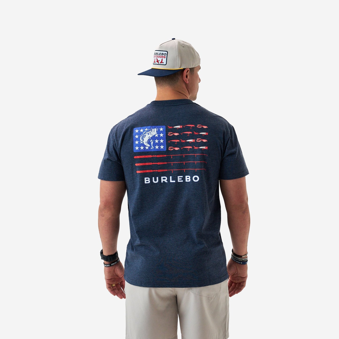 Burlebo Fishing USA Heather Navy Tee