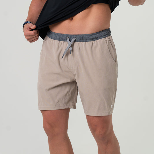 Burlebo Heather Khaki Athletic Shorts 7" - Venado Camo Liner