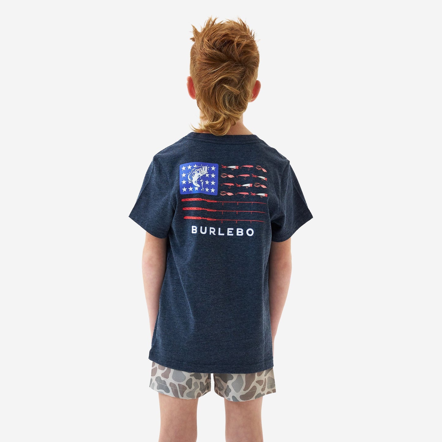Burlebo Youth Fishing USA Navy Tee