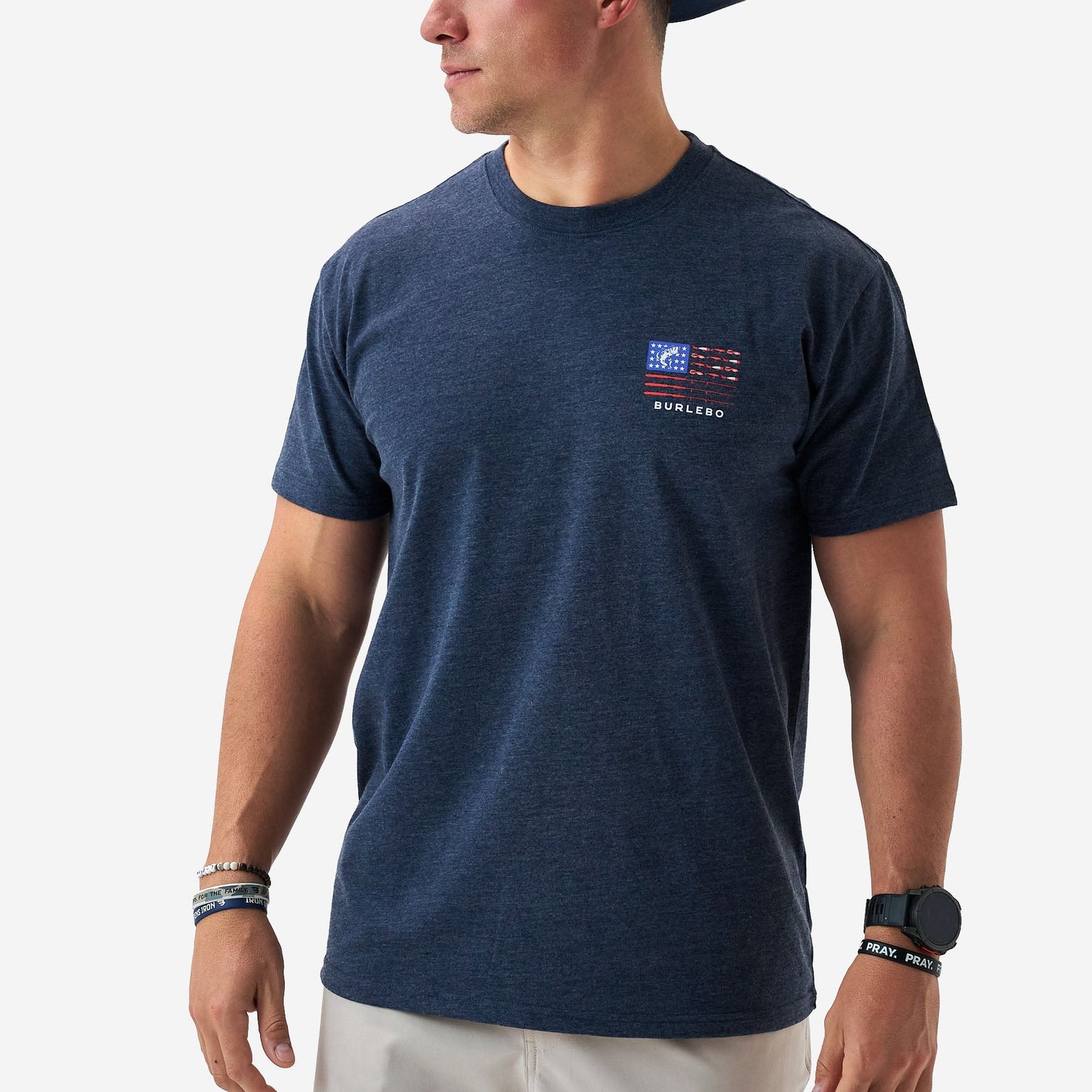 Burlebo Fishing USA Heather Navy Tee