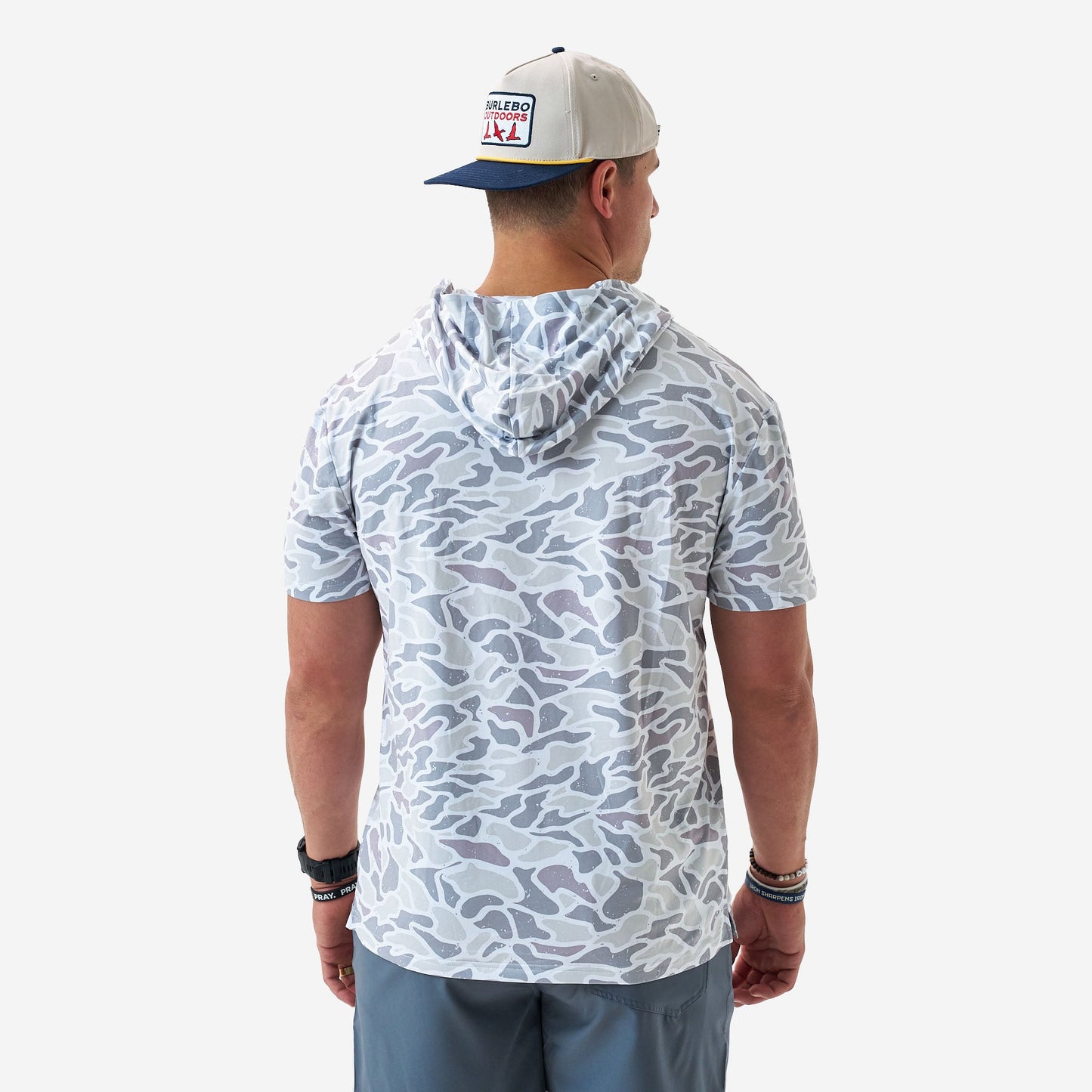 Burlebo Short Sleeve Performance Hoodie - White Camo