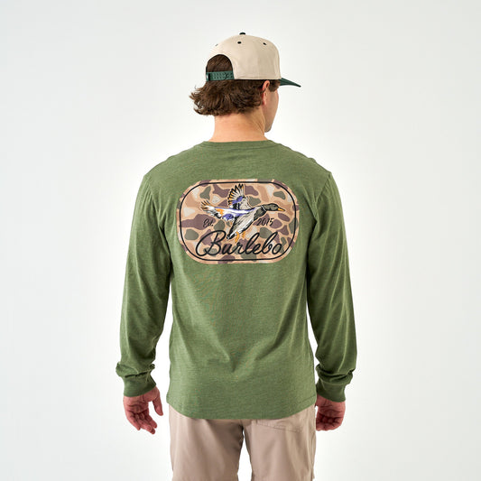 Burlebo Olive Ducks Flying In Long Sleeve Tee