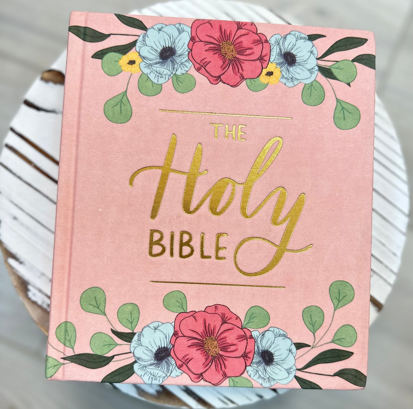 The Holy Bible ESV: Pink Floral-Hand Painted
