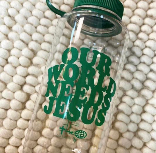 Our World Needs Jesus water bottle