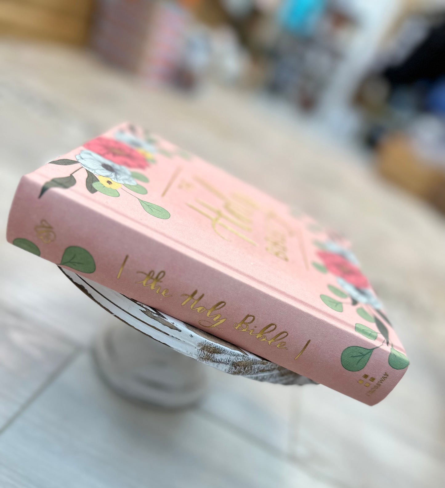 The Holy Bible ESV: Pink Floral-Hand Painted