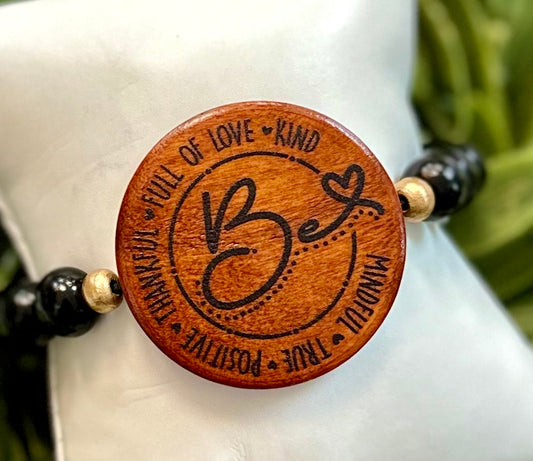 "Be" Wooden Bracelet