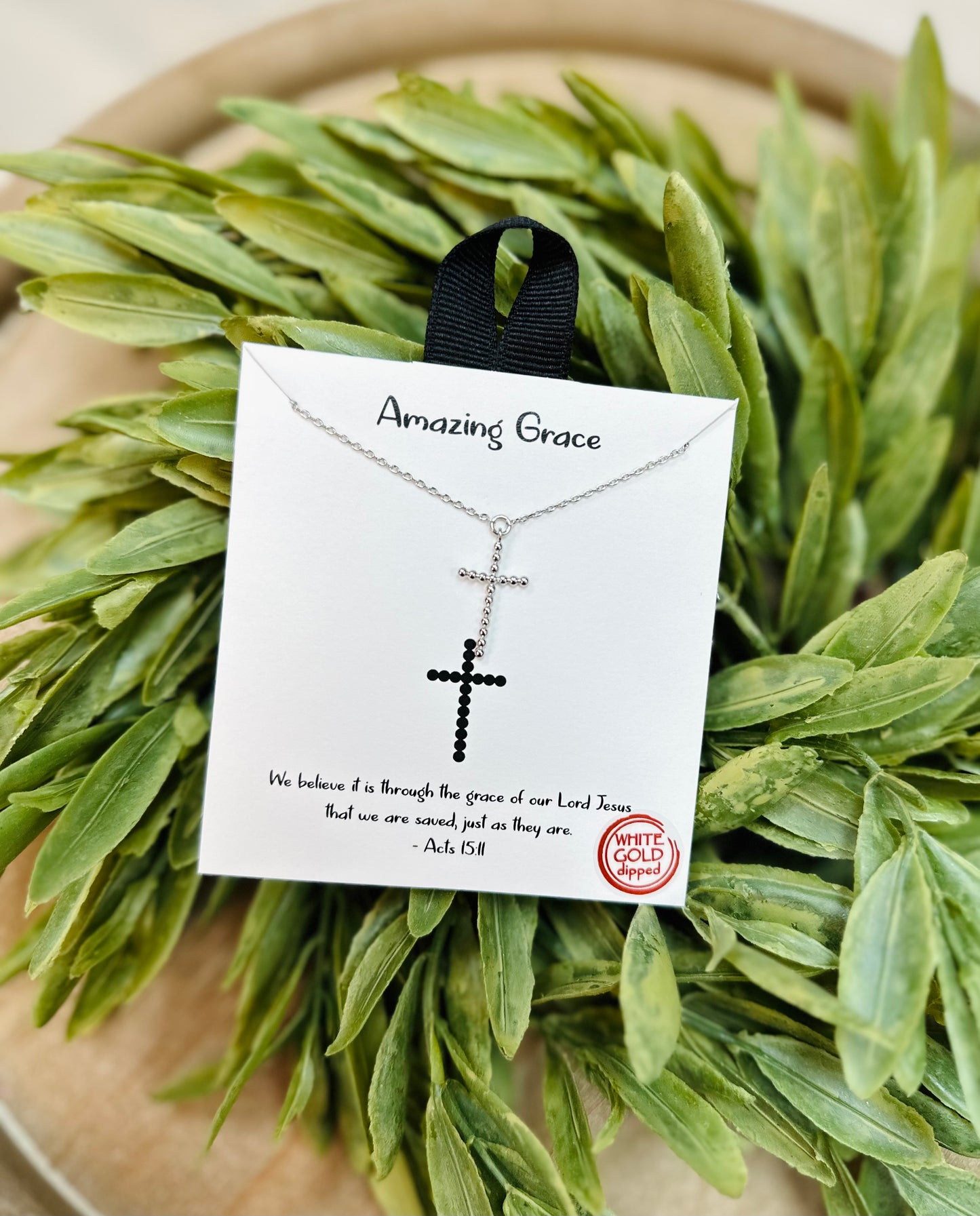 Amazing Grace Beaded Cross Necklace