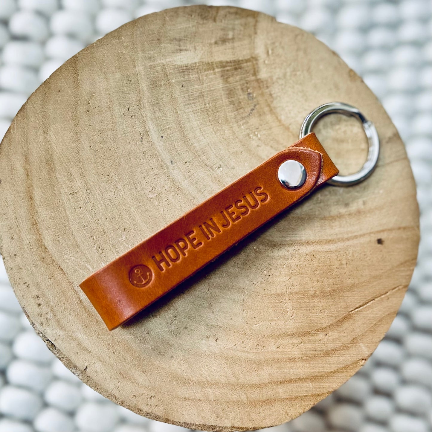 Hope In Jesus Leather Keychain