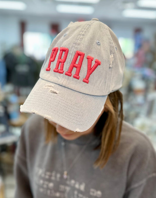 PRAY Distressed Denim Hat