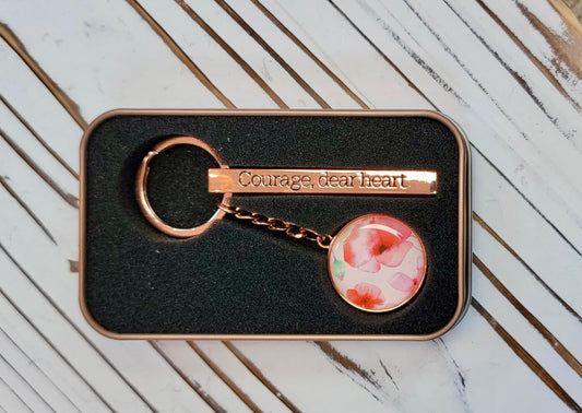 Courage Keyring in tin can